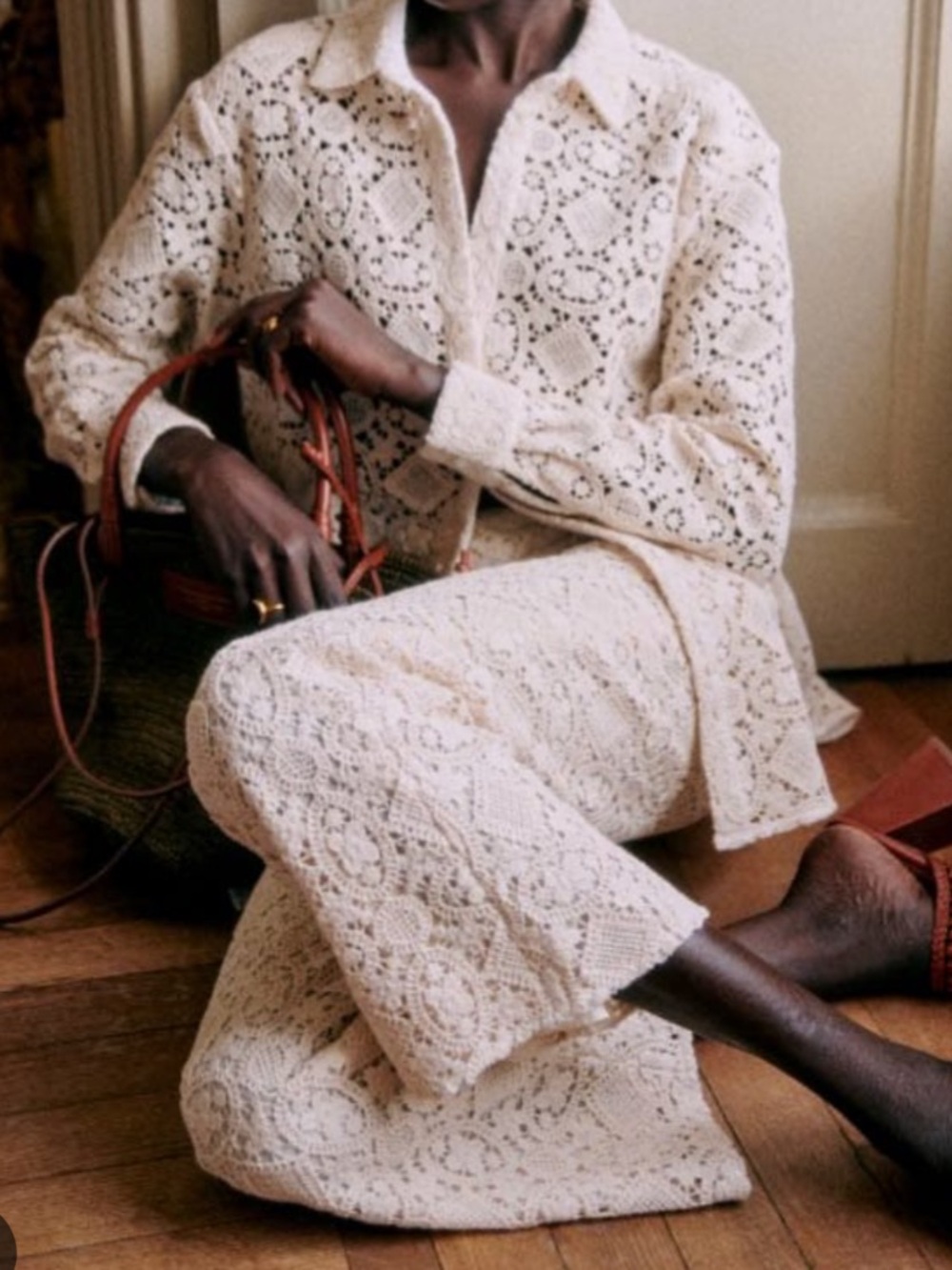 Sezane Fausto Trousers Lace Cream - Women